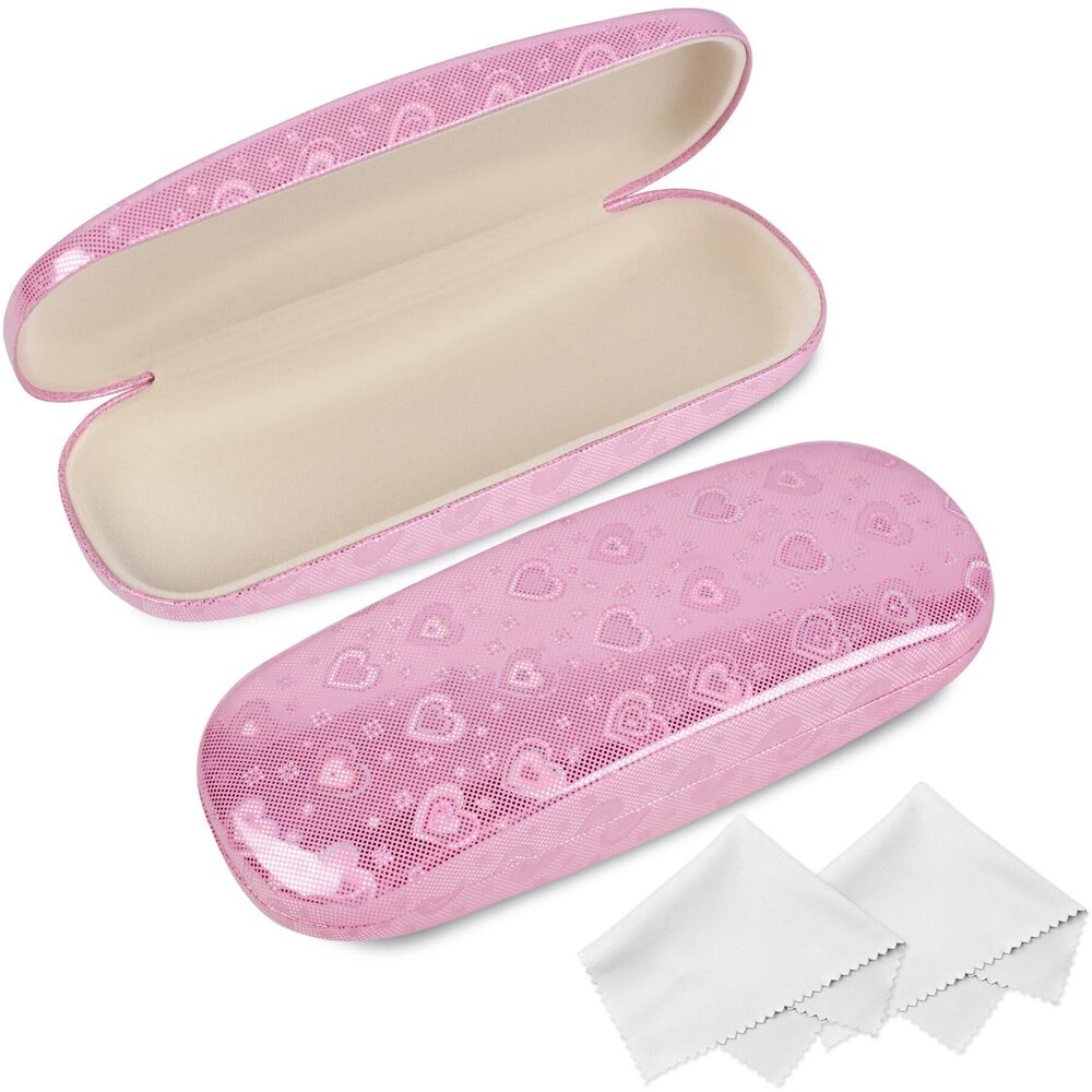 3702 Glasses Case, 2 Pack Eyeglass Case with Cleaning Cloth, Sparkling